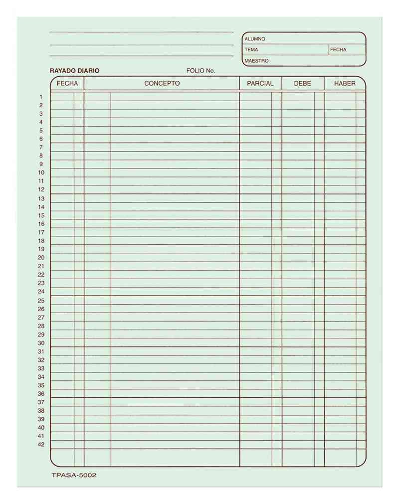 Ejemplo de un libro diario